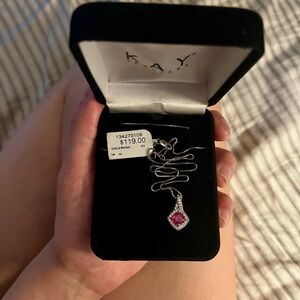 Kay Jewelers Silver and Red Pendant Necklace